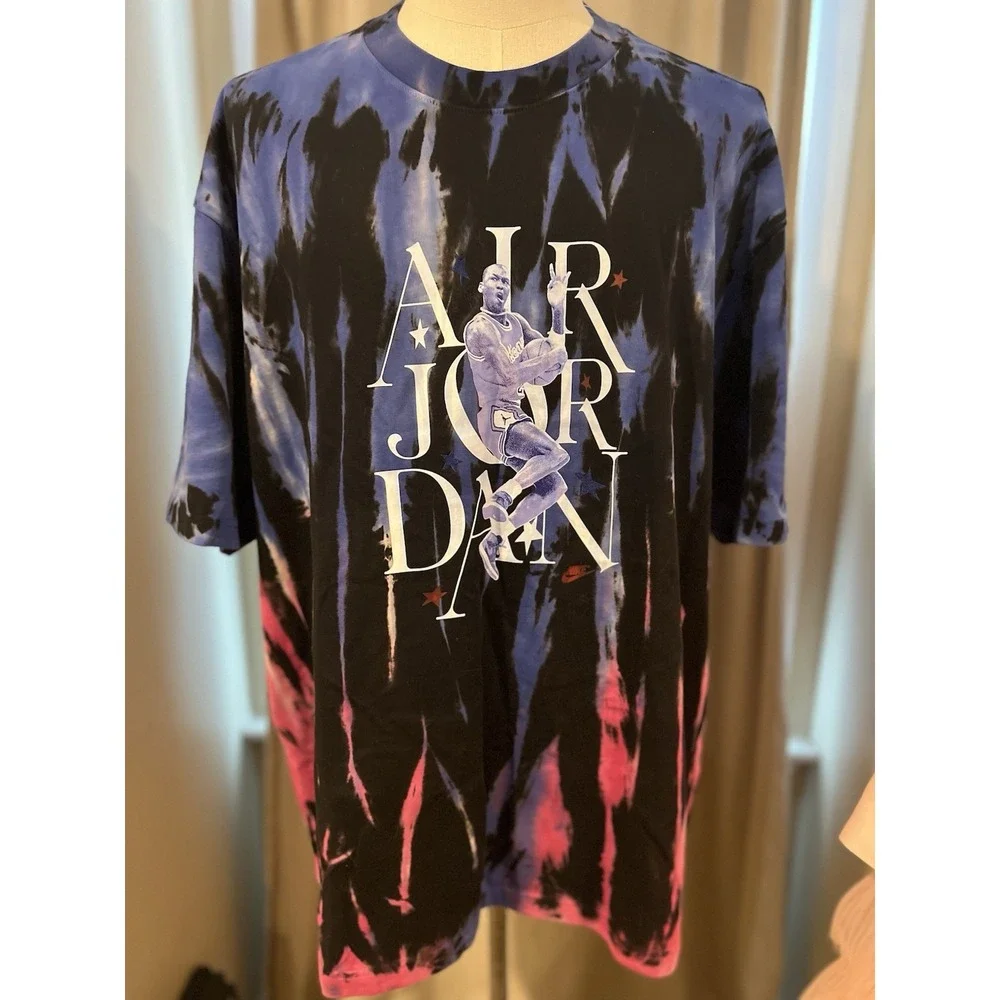 Air Jordan‎ Men's T Shirt 2xl Black And Blue Tie Dyed Pattern